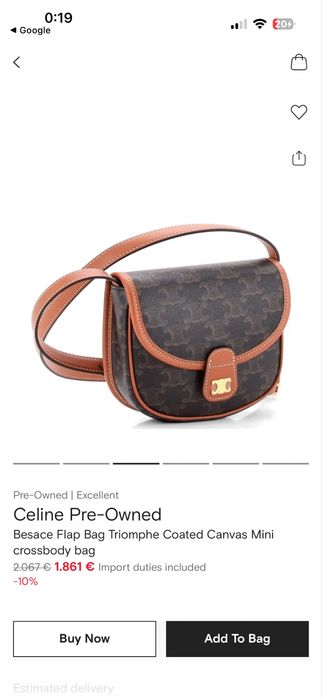 Дамска чанта Celine Mini Besace Triomphe Canvas