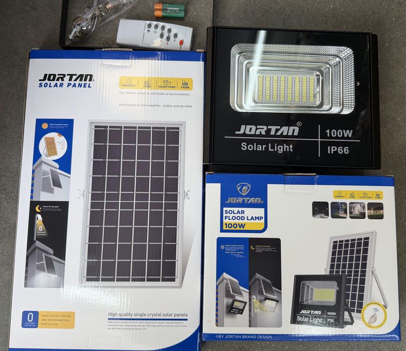 LED прожектор Соларна улична лампа JORTAN 100 W стойка дистанционно
