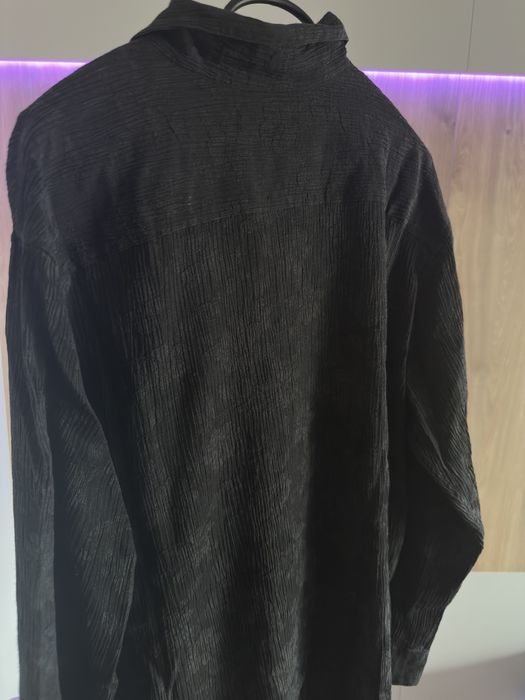 Premium черна риза с релефна текстура | Нова | M–L