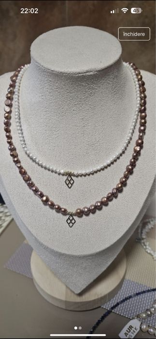 Colier cu perle de cultura naturale si aur 14k