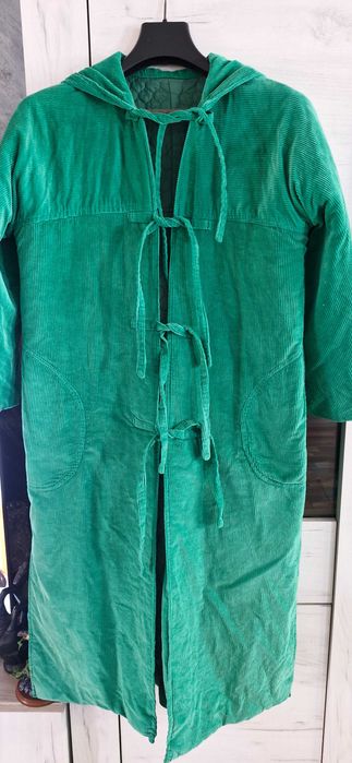 Palton verde raiat,cu maneci 3/4