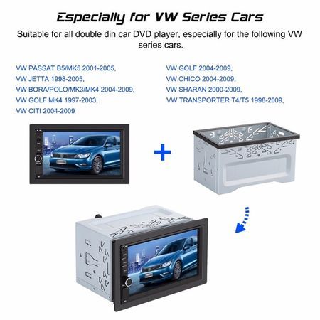 Пълен комплект за монтаж на 7 инча / 2 DIN, Шейна+Рамка+Планки+Винтове