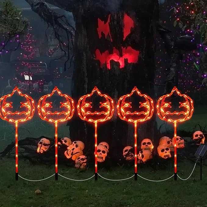 Set 5 Lampi Solare Dovleac Halloween (gradina)