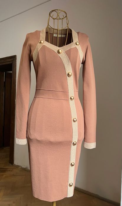 Rochie tricot crem/ Rochie crem glier/ Rochie mov tricot