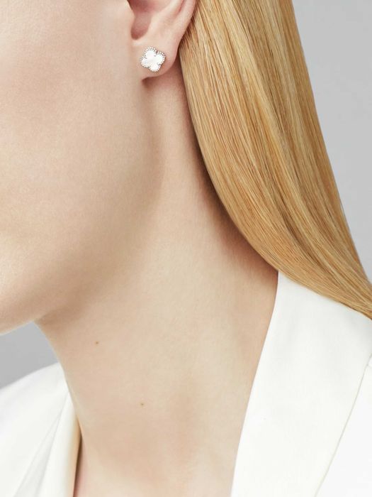 Van Cleef & Arpels VCA Silver Grey Mother Sweet Alhambra Дамски Обеци