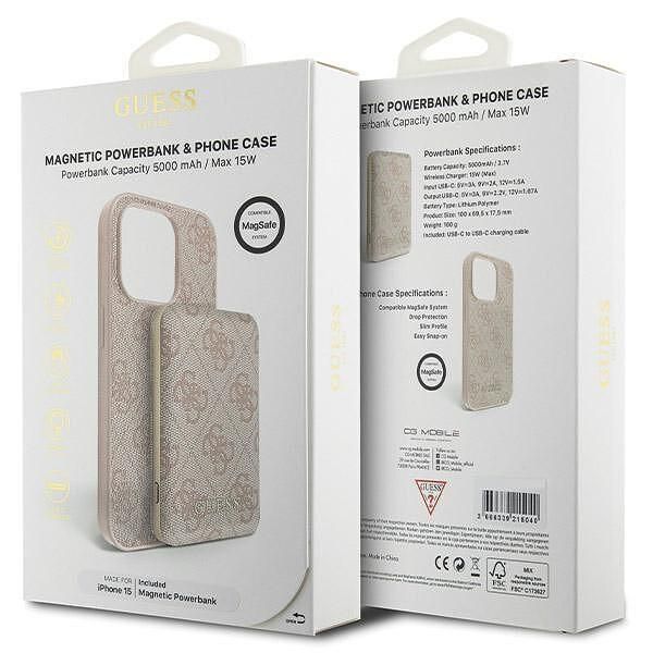 Guess set gubpm5p15s4gemgp iphone15 6.1" hardcase + powerbank 5000mah