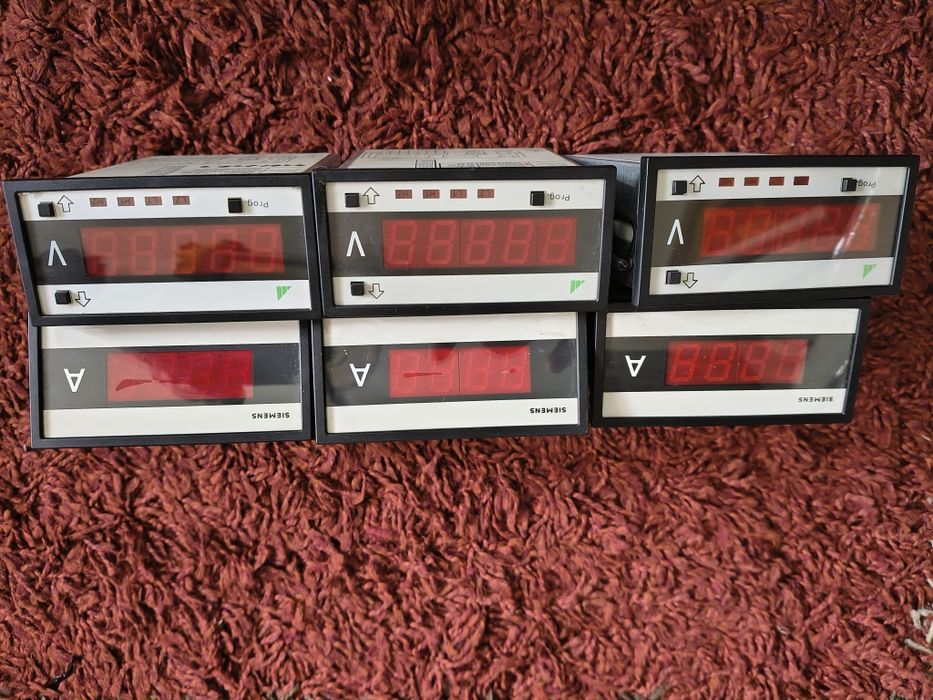 6x Panouri digitale industriale Siemens / Gossen-Metrawatt 96x48 – ampermetre și voltmetre profesionale programabile