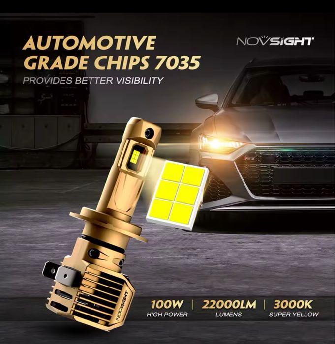 Set 2 becuri led Premium NOVSIGHT hb4 9006 proiectoare 100w