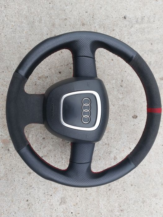 Volan piele cu alcantara 3 spite complet fără comenzi Audi A4 B7 Audi A6 C6 4F model 2004 - 2011