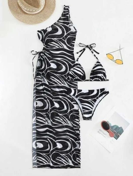 Costum de baie 3 piese cu rochita