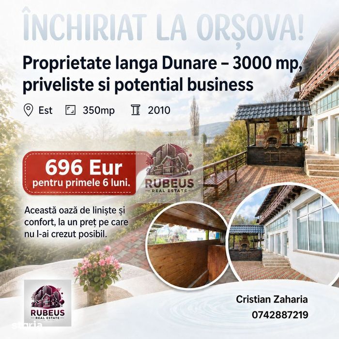 Proprietate langa Dunare – 3000 mp, priveliste si potential business