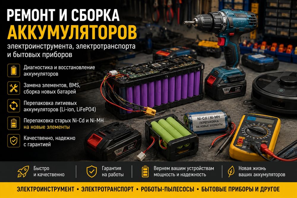 Ремонт и перепаковка аккумуляторов