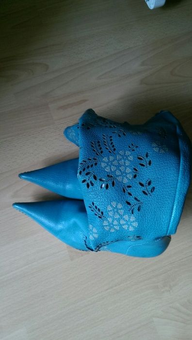 Ботуши, сини от естествена кожа