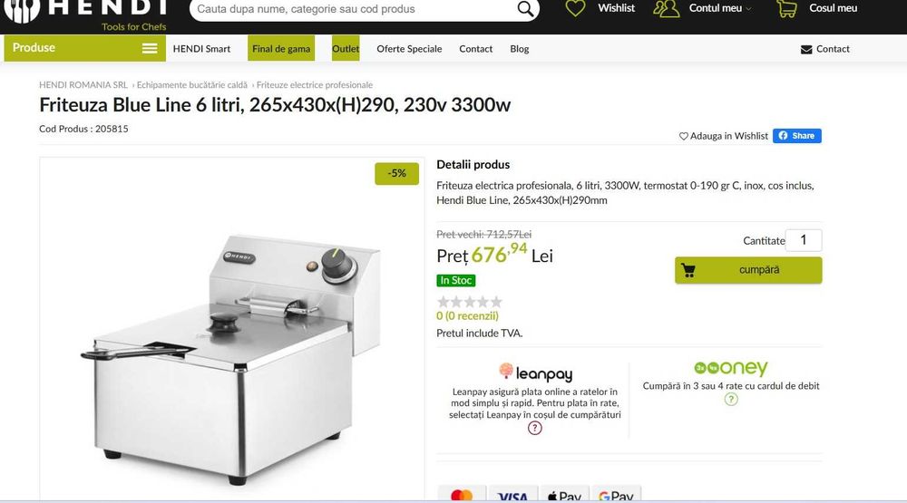 Friteuza elctrica 6L,3300W HENDI