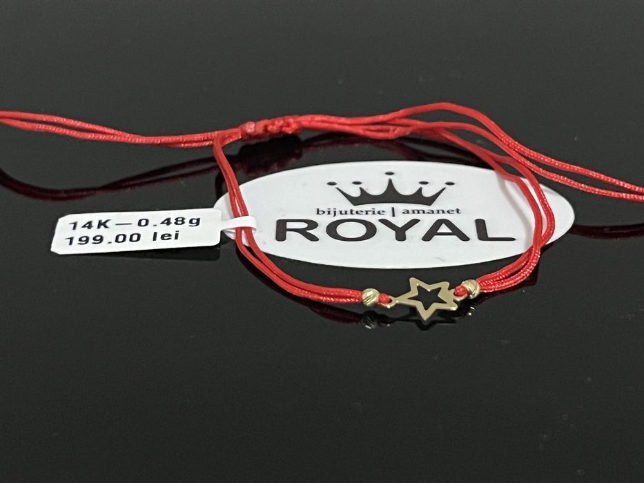 Bijuteria Royal CB : Bratara șnur rosu bile aur 14k 0,48 grame