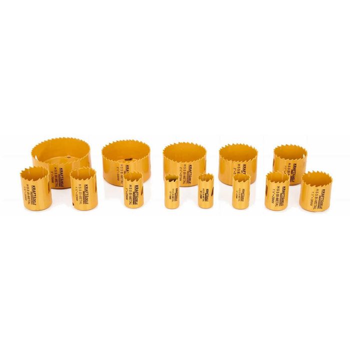 Set carote pentru lemn si metal cu adaptor, 19-76 mm, 17 piese, Kraft