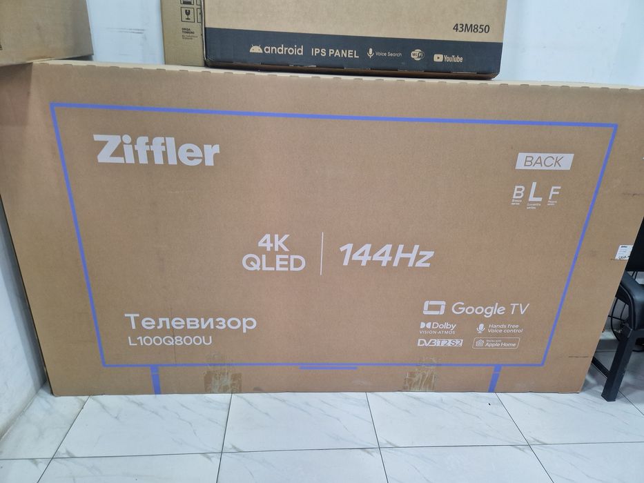 Телевизоры ziffler 100 Qled 4k 144hz доставка есть наличые есть