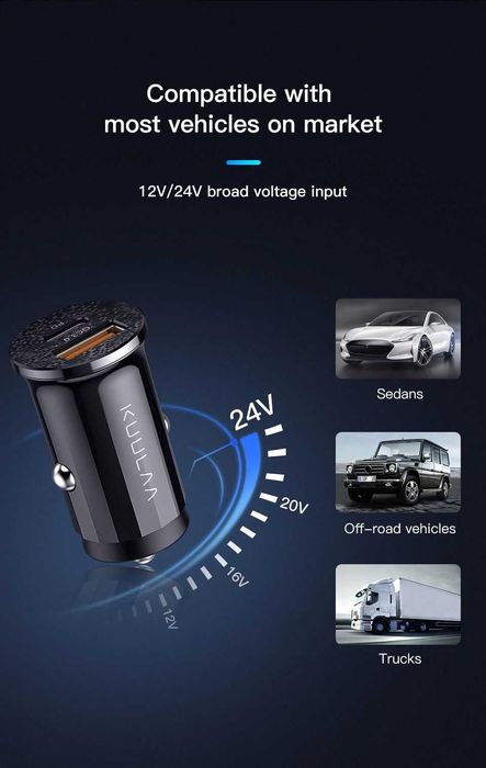 2V - 24V QC3.0 PD 48W зарядно за кола за телефон