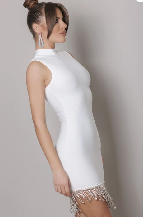 Бандажна бяла рокля Zara