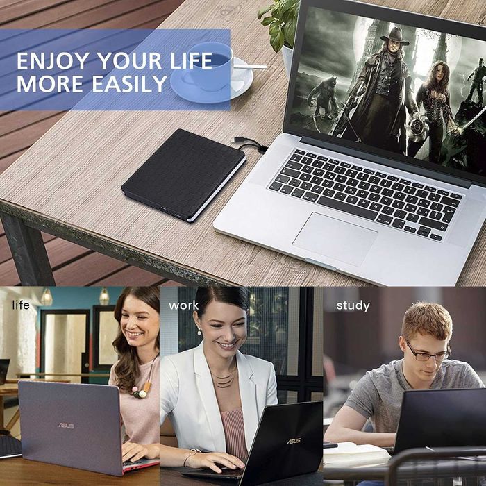 Външно DVD устройство Amicool – оптично устройство CD/DVD +/-RW с интерфейс USB 3.0 Type-C