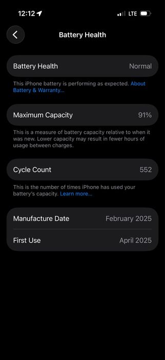 Iphone 16 pro - 256GB ( battery health - 91% )