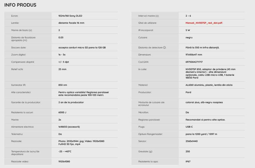 Camera NightVision Clip-On PARD NV007SP  LRF 940