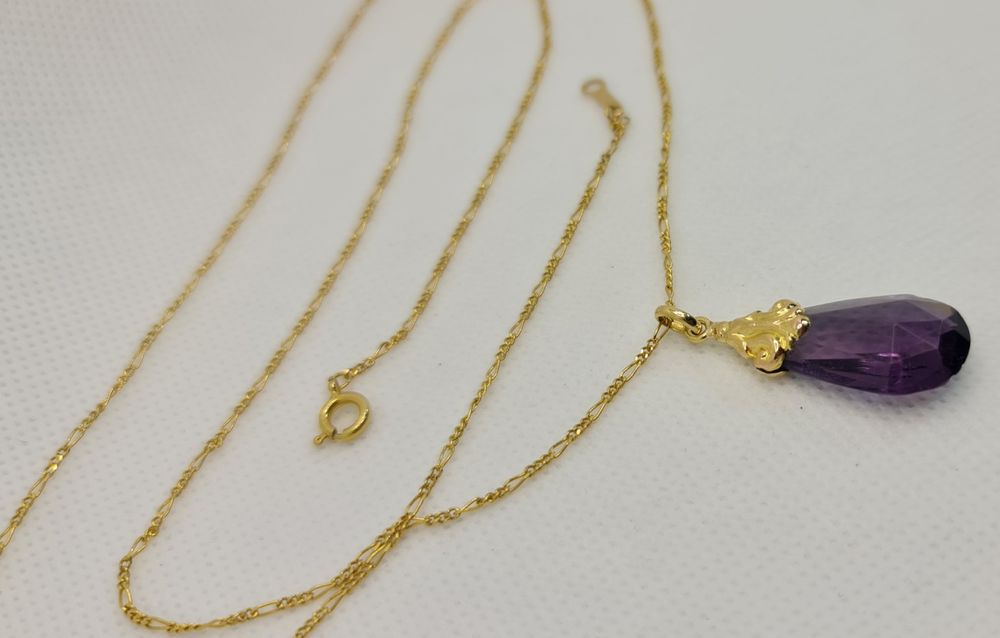 Pandant aur galben 18k cu ametist natural