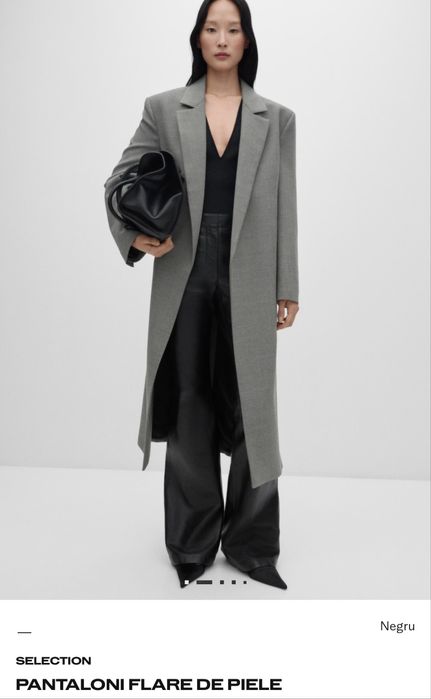 Pantaloni de piele naturala Mango