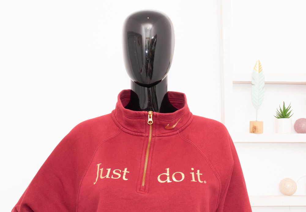 Nike оригиналнен дамски суичър вишнав златист цип лого Just Do It M