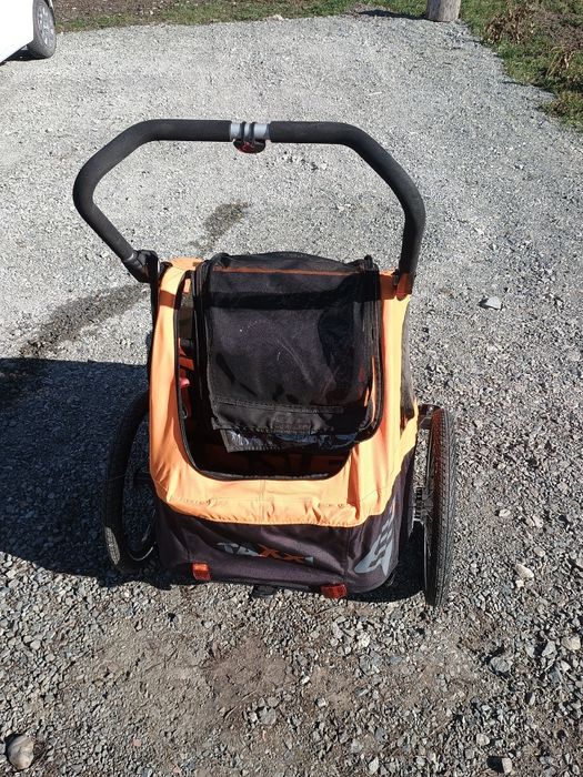 TaXXi Scool 2 Buggy Remorcă bicicletă portocalie  2 copii