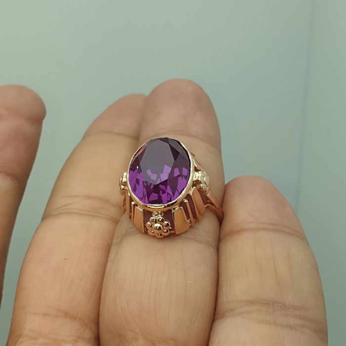 Ссср Рига завод Кольцо с Корунд Александритом 583пробы 18.5размер 7.53