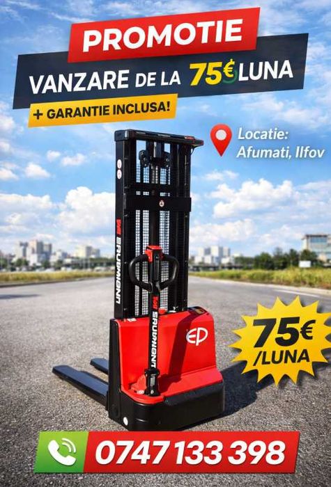Transpalet electric cu catarg rate leasing promotie 1 tona 1.5 tone