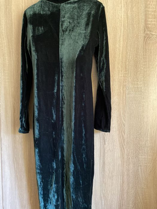 Rochie din catifea, culoare verde inchis