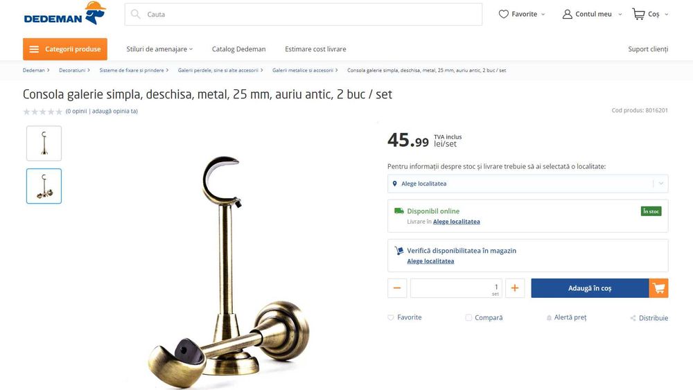 Console si capete galerie perdea auriu / bronze SN Deco