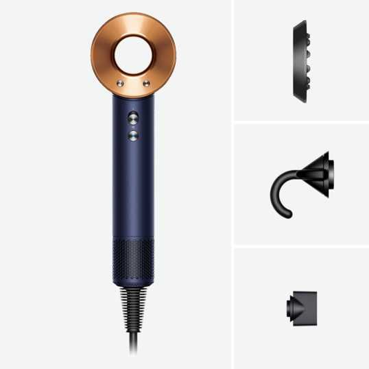 Uscator de par Dyson HD07 Supersonic, 4 setari de temperatura, Albastru de Prusia/Cupru