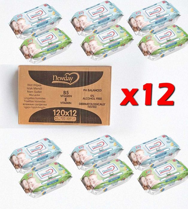 Мокри кърпички Newday Skin Friendly - 120 бр или КАШОН
