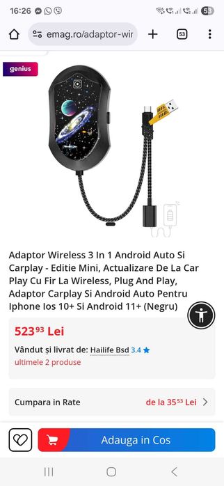 Carplay.  Adaptor Wireless 2 In 1 Android Auto