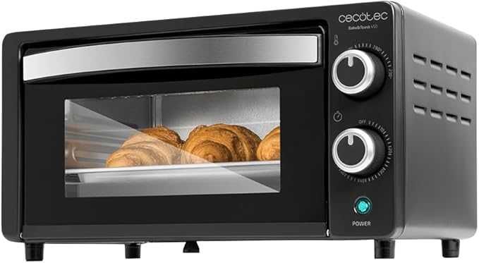 Мини фурна Cecotec Bake&Toast 1090, черна, капацитет 10 литра, мощност 1000 вата, контрол на температурата до 230 ºC, 60-минутен таймер, лек ДЕФЕКТ