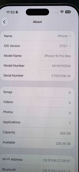 Vand telefon Iphone 16 Pro Max