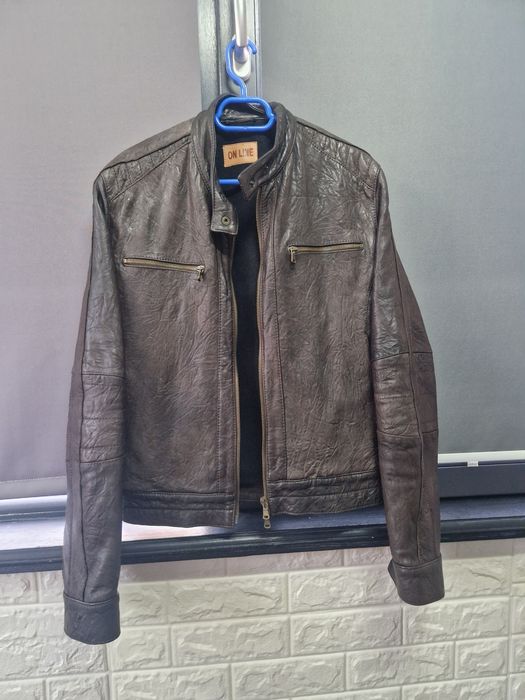 Noua ! Geacă Biker din Piele Naturală Premium - Vera Pelle Italia (Măr