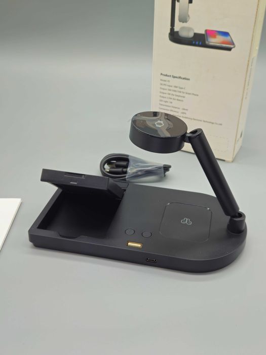 4 в 1 безжична зарядна станция Qi 15W за телефон,Apple Watch и AirPods