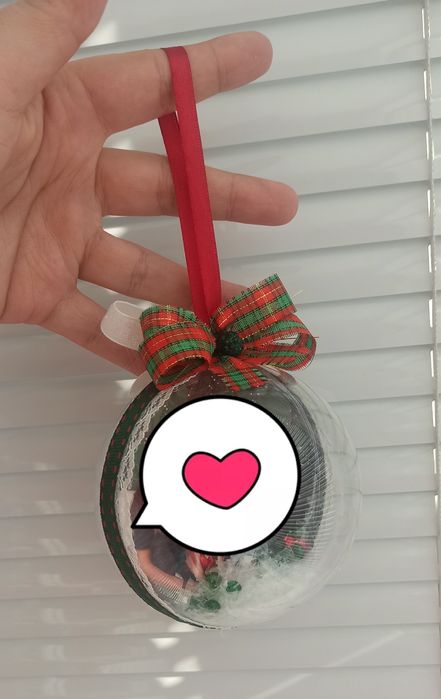 Коледна топка със снимка Коледа подарък