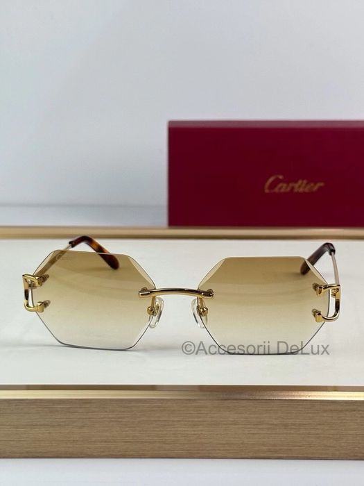 Ochelari de Soare Cartier Premiere  CT0118S Noi Full Box  Gold