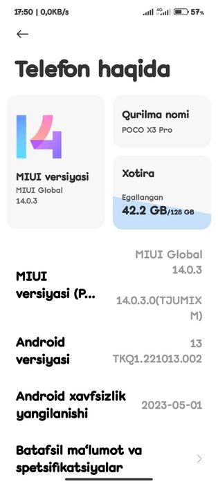 Poco X3 pro 6+6/128  narhi 1800 min so'm