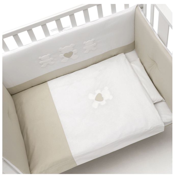 Pătuț Mini Molly fabricat Italia lemn fag alb-crem complet + protecție