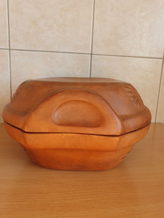Oală de lut cu capac pentru cuptor