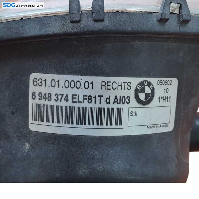 Proiector Ceata Dreapta de pe Bara Spoiler Fata BMW Seria 3 E90 E91 NFL Non Facelift 2004 - 2007 Cod 6948374 [N1129]