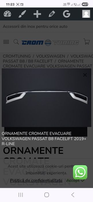 Ornamente cromate evacuare pentru Volkswagen Passat B8