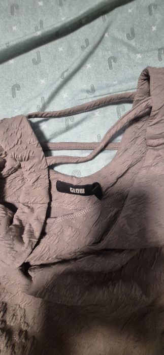 Rochie crem-gri dama cu bretele