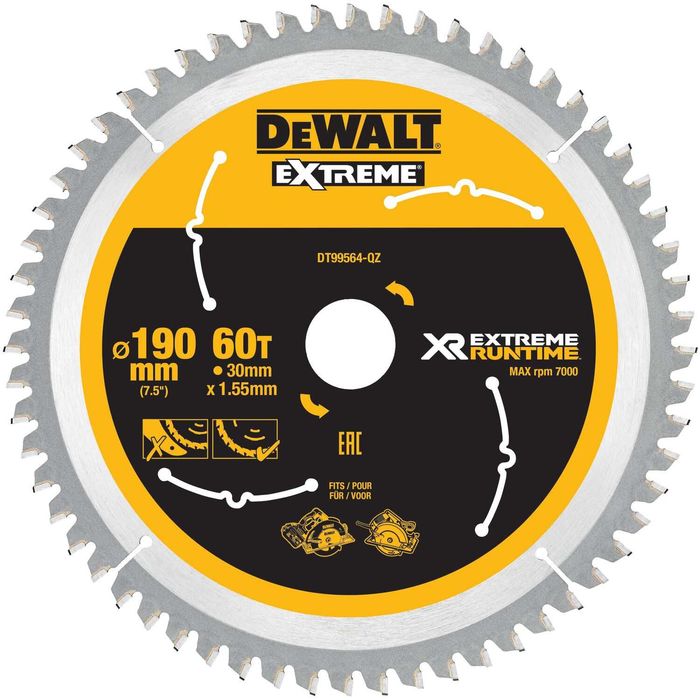 Циркулярен диск за дърво DEWALT DT99564, 190 x 30 mm, 60T